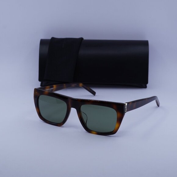 Saint Laurent SL M131/F 003 Square Sunglasses - Havana\Green - Picture 1 of 9